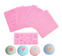 Fondant Impression Mats Molds, Knitting with Button Silicone Chocolate Molds (5 Packs), Sweater Design Knit Impress Texture Stamp Mat for Baby Shower, Birthday Cake Decorating Cupcakes Topper
