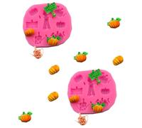 Fondant Mold 2Pcs Scarecrow Pumpkin Kettle Street Sign Silicone Mold Cake Mold