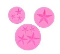 Fondant Mold 3 Pieces Star Shape Silicone Fondant Cake Chocolate Decoration Pudding Candy Mold Pink