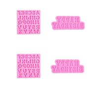 Fondant Mold 4 Pieces English Letter Shape Silicone Baking Cake Dessert Decoration Chocolate Cookie Mold Pink