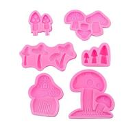 Fondant Mold 6 Pieces Mushroom Shaped Chocolate Silicone Cake Inserts Jelly Pudding Molds Pink