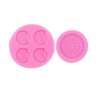 Fondant Molds 6 Pieces Sandwich Biscuits Oreo Silicone Molds Baking Cakes Chocolate Clay Soft Pottery Epoxy Molds Pink