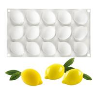 Fondant Molds, Chocolate Molds Silicone Candy 3D Lemon Shaped Fondant 15-Cavity Fruit Snack Non Stick Easy Release Lemon Silicone Mold for DIY Pastry Desserts, Baking Mold