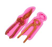 Fondant Molds Silicone 2 Pack of Pliers Scissors Silicone Fondant Molds Cake Decorating Chocolate Fudge Pink