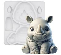 Fondant Mould Silicone Rhinoceros Safari Animal Cake Topper 3 Inches Tall