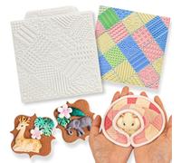 Fondant Patchwork Quilt Silicone Mould with 15 Textures, Embosser Icing Mats for Cake Decorating Clay Crafts