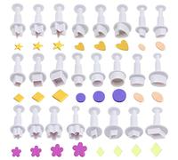 Fondant Plunger Cutters Set- 24 Pcs Fondant Cutters Cake Cutters for Decorating Heart Flower Star Geometric Shape DIY Decorating Mold Tools Set