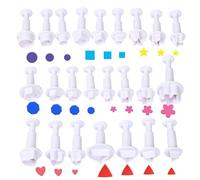 Fondant Plunger Cutters Set- 24pcs Fondant Cutters Cake Cutters for Decorating Heart Flower Star Geometric Shape DIY Decorating Mold Tools Set