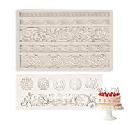 Fondant Silicone Mold, 3D Sculpted Cake Moulds, Scroll Border Embossed Lace Molds, Retro Fondant Mould for Cake Decorating Sugarcraft Clay Jelly Frosting Candy
