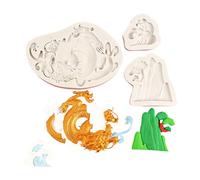 Fondant Silicone Molds 3 Pack of Dragon Wave Mountain Peak Fondant Cake Border Decoration Chocolate Fudge Baking Gray