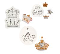 Fondant Silicone Molds 3 Piece Crown Birthday Wedding Fondant Mold Chocolate Cake Decoration Gray
