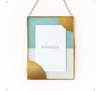 FONDAZZA 4x6 Wall Hanging Picture Frame, Gold Brass Decor, Glass backing with Color Print, Vertical/Portrait Only, Floating Photo Frame (Subtle Green)