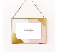 FONDAZZA 6x4 Wall Hanging Picture Frame, Gold Brass Decor, Glass Backing with Color Print, Horizontal/Landscape Only, Floating Photo Frame (Pale Blush)