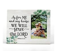 FONDCANYON As For Me And My House We Will Serve The Lord Joshua 24:15 Picture Photo Frame, Religious Scripture Picture Frames, Christian Gifts, Bible Verse Gifts For Women Christian(4x6 Inch Photo)