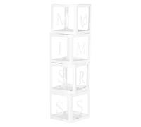 Fonder Mols 4pcs White Transparent Balloon Boxes with Letters MISS TO MRS for Wedding Bridal Shower Engagement Cake Smash Backdrop(No Balloons)