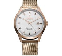 FONDERIA The Alchemist Men's Vintage Stainless Steel Italian Design Date Automatic Watch with Glass Back