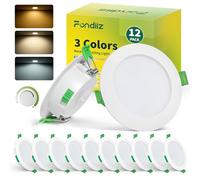 Fondiiz LED Downlights for Ceiling Dimmable, 5W Recessed Ceiling Lights, Warm White 2700K Natural White 4000K Cool White 6000K Adjustable, 68mm Cut Out, IP44 LED Spot Lights for Bathroom, 12 Pack