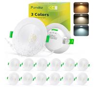 Fondiiz Pack of 12 LED Recessed Spotlights 5 W 690 lm, Warm White 3000 K Neutral White 4500 K Cool White 6000 K Adjustable, LED Bathroom Spotlight Waterproof Extra Flat for Bad Living Room Kitchen