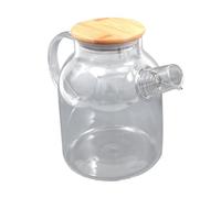 FONDOTIN 1.6l Glass Juice Pot with Bamboo Cover and Stainless Steel Filter, Heat-Resistant Cold Water Kettle for Home Use, Water Jug with Good Tightness Lid for Serving Drinks