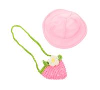 FONDOTIN 1 Set Bunny Costume Accessories Cute Rabbit Hat Strawberry Bag for Pets Stylish Bunny Decorative Prop for Birthdays Photos Comfortable Eye Catching Design