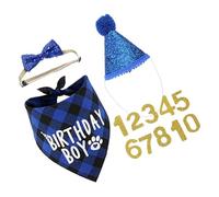 FONDOTIN 1 Set Dog Birthday Party Set Reusable Cat Bows Number Signs and Hair Hat for Pets Stylish Grooming Decor for Festivals and Celebrations