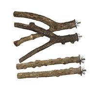 FONDOTIN 1 Set Parrot Standing Stick Perches Stands Talking Bird Parrot Cage Paw Grinding Hamster Cage Feeder Swing Platform Hammock Perching Pole Parrot Perch Rack Catcher Wooden