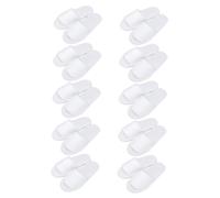 FONDOTIN 10 Pairs Disposable Half-covered Babouche Slippers for Hotel Guests Thickened Elastic Sole Breathable Towelling Material Comfortable and Soft White Footwear for Travel and Home Use