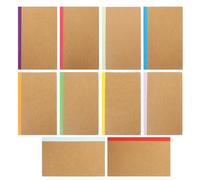 FONDOTIN 10 Pcs Kraft Paper Notebooks Smooth Writing Composition Notepad with Colorful Stitched Spines Journal Books for Students Travelers Office Portable and Stylish Diary Pads