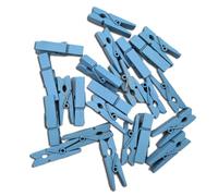 FONDOTIN 100 PCs Sky-blue Wooden Clips Mini Clothespins for Food Sealing Photo Hanging Home Decoration Natural Wood Craft Pegs for Laundry and DIY Projects