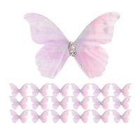 FONDOTIN 100pcs 4.5cm Purple Tulle Double Layer Butterfly Hair Clips Rhinestone Ancient Costume Butterfly Barrettes for Teens Women Cosplay Party Hair Accessories