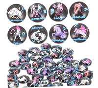 FONDOTIN 100pcs Dome Glass Cabochons with Zodiac Charm Prints for Jewelry Making DIY Crafts Flatback Gems for Necklaces Keychains and Decorative Accessories