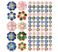 FONDOTIN 100Pcs Enamel Floral Bead End Spacers Cloisonne Flower Shape Bead Caps for DIY Bracelet Earring Necklace Making Jewelry Craft Supplies