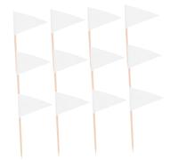 FONDOTIN 100pcs Food Grade Mini Toothpick Flags Triangular Blank Stickers for Cupcakes Fruit Cheese Food Markers Wedding Party DIY Decorations