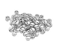 FONDOTIN 100pcs Large Hole Skull Beads for Halloween Crafts Antique Silver Alloy Gothic Spacer Charms Fade-resistant Skull Head Beads for Bracelet Necklace Keychain DIY Jewelry Making
