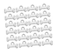 FONDOTIN 100pcs Pet Bone Charms Tiny Antique Pendants DIY Craft Charms Dog Bone Bracelet Earrings Silver