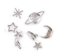 FONDOTIN 105Pcs Epoxy DIY Material Bag Metal Star Moon Decorations Alloy Handmade Jewelry Charms for Pendant Bracelet Craft Supplies Moon Silver Golden Bronze