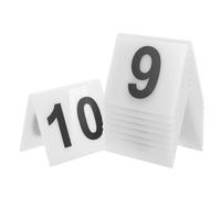 FONDOTIN 10pcs Acrylic Shaped Double Sided Table Number Signs Reusable Desktop Scene Markers for Restaurants Weddings Banquets Home and Party Decoration White Background Black Digits
