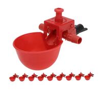 FONDOTIN 10Pcs Adjustable Red Poultry Watering Cups Automatic Chicken Drinker for Birds Quail Pigeon Hen Duck Removable Easy Clean Water Feeder