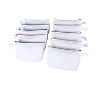 FONDOTIN 10pcs Canvas Pouches with Zipper Blank DIY Craft Bags Medium Size Multipurpose Makeup and Pencil Cases for Travel and School Use