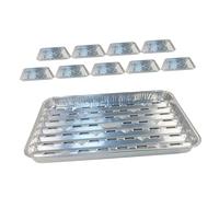 FONDOTIN 10Pcs Disposable Foil Pans with Design for Baking and BBQ Capacity Tin Foil Trays Suitable for Oven Air Fryer Microwave Indoor and Outdoor Cooking Picnic Party Food Storage