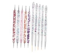 FONDOTIN 10pcs Dual End Nail Art Dotting Tools Nail Flower Drawing Pens Sculpting Brushes for Precise Floral and Geometric Designs Portable Salon Accessory for DIY Manicure