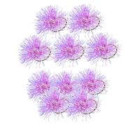 FONDOTIN 10pcs Elastic Tinsel Scrunchies Shiny Pom Hair Ties Colorful Plastic Strips Fluffy Ponytail Holders Hair Friendly Accessories for Women