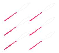 FONDOTIN 10pcs Micro Hair Extension Tool Set Pulling Loop Threader and Hook Needle Crochet Plastic Handle Hair Extension Beads Tool in Rose Red