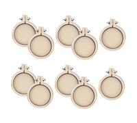 FONDOTIN 10pcs Mini Embroidery Hoops Small Round Adjustable Wooden and Metal Sewing Rings for Everyday Sewing Arts Portable and Versatile Craft Tool in Beige