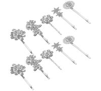 FONDOTIN 10pcs Vintage Rhinestone Bobby Pins Hair Clips for Women Decorative Pearl Hair Barrettes with Star Leaf Sunflower Design Fine for Weddings Parties Special Occasions