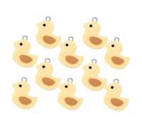 FONDOTIN 10pcs White Duck Mini Charms Diy Earrings Necklace Keychain Accessories Resin Jewelry Making Charms for Crafting and Bracelet Pendants