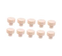 FONDOTIN 10Pcs Wooden Round Head Drawer Knobs Classic Cabinet Pull Handles for Kitchen Cupboard Wardrobe Dresser Furniture Rubberwood Simple Elegant Design