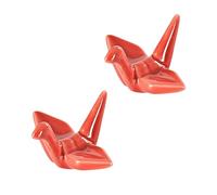 FONDOTIN 12 Pcs Colored Ceramic Chopstick Holder with Paper Crane Design Elegant Chopsticks Rest Rack for Household and Hotel Dining Tableware Decoration in Orange for Banquets and Gifts