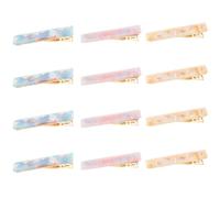 FONDOTIN 12 Pcs Retro Acetate Hair Barrettes for Women Marble Patterned Decorative Clips with Leopard Print in Yellow Sky Blue Light Purple Ergonomic Fit for Casual and Special Occasions