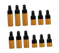FONDOTIN 12PC Mini Glass Dropper Vial Bottles Dark Brown with Covers for Essential Oils Perfumes Chemistry Leak Portable Refillable